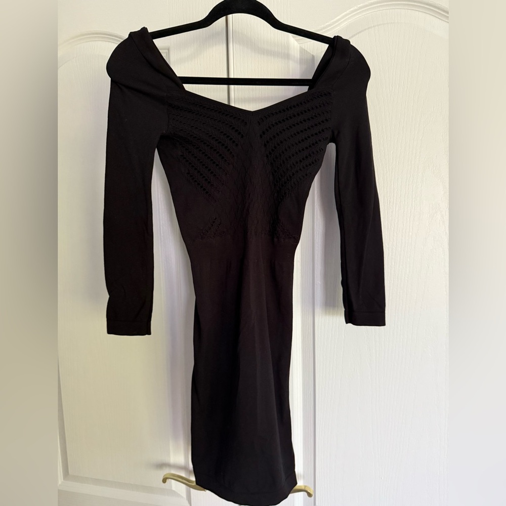 Elegant Black Long Sleeve Free People Dress